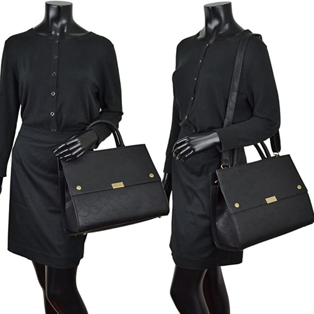 Dasein Handbag for Women Classic Satchel Briefcase Shoulder Bag (Black)